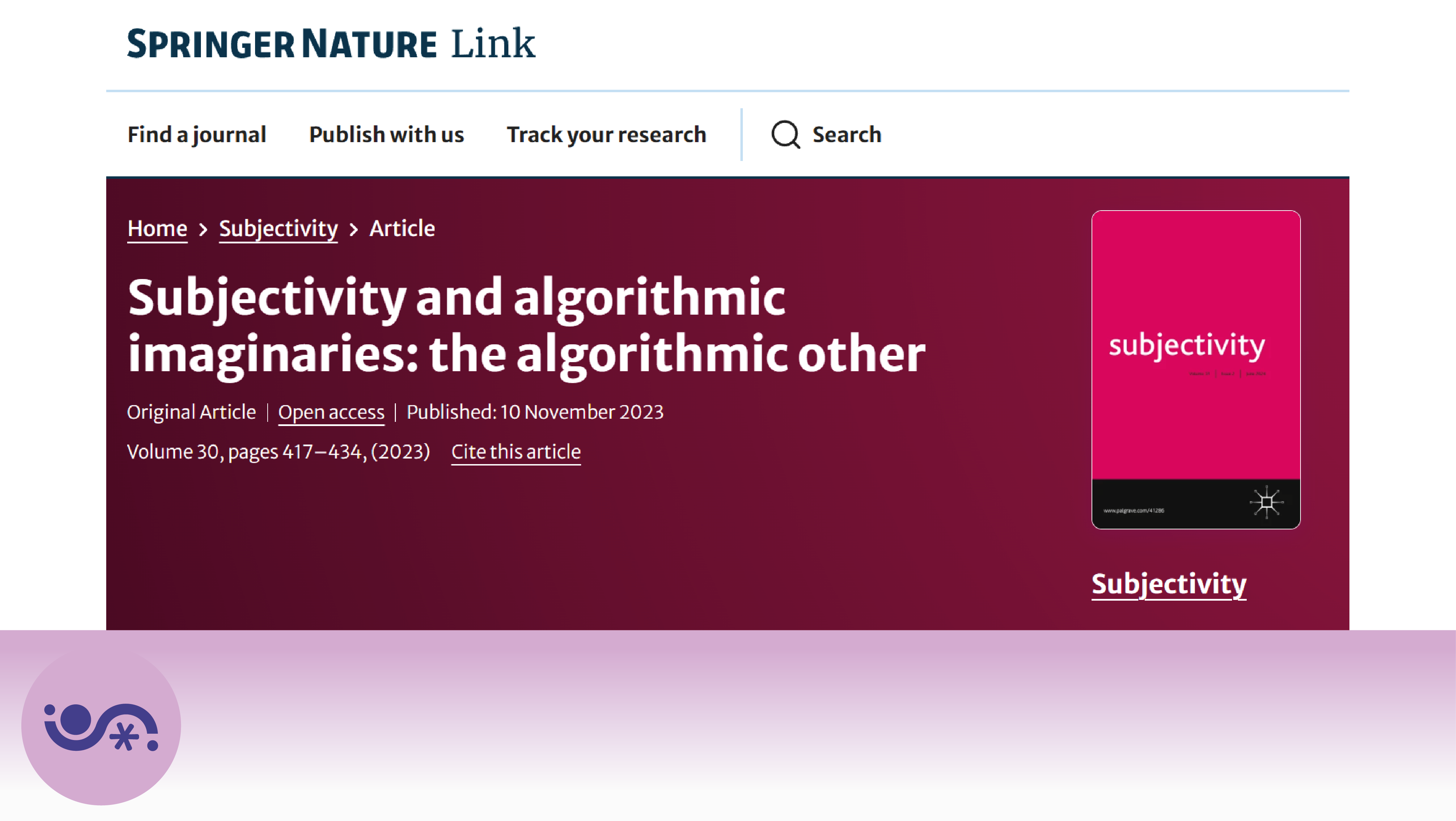 Subjectivity and algorithmic imaginaries: the algorithmic other